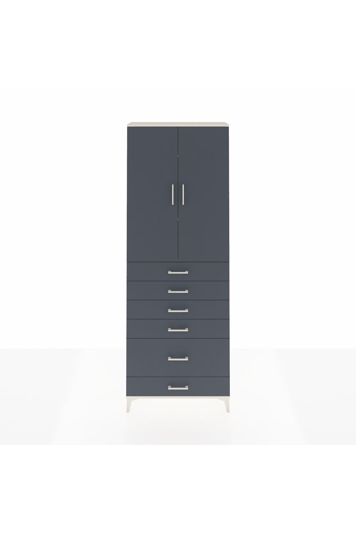 Arges Dolap 3 Raflı 6 Çekmeceli 2 Kapaklı 88x30x243 - S33M063V2A