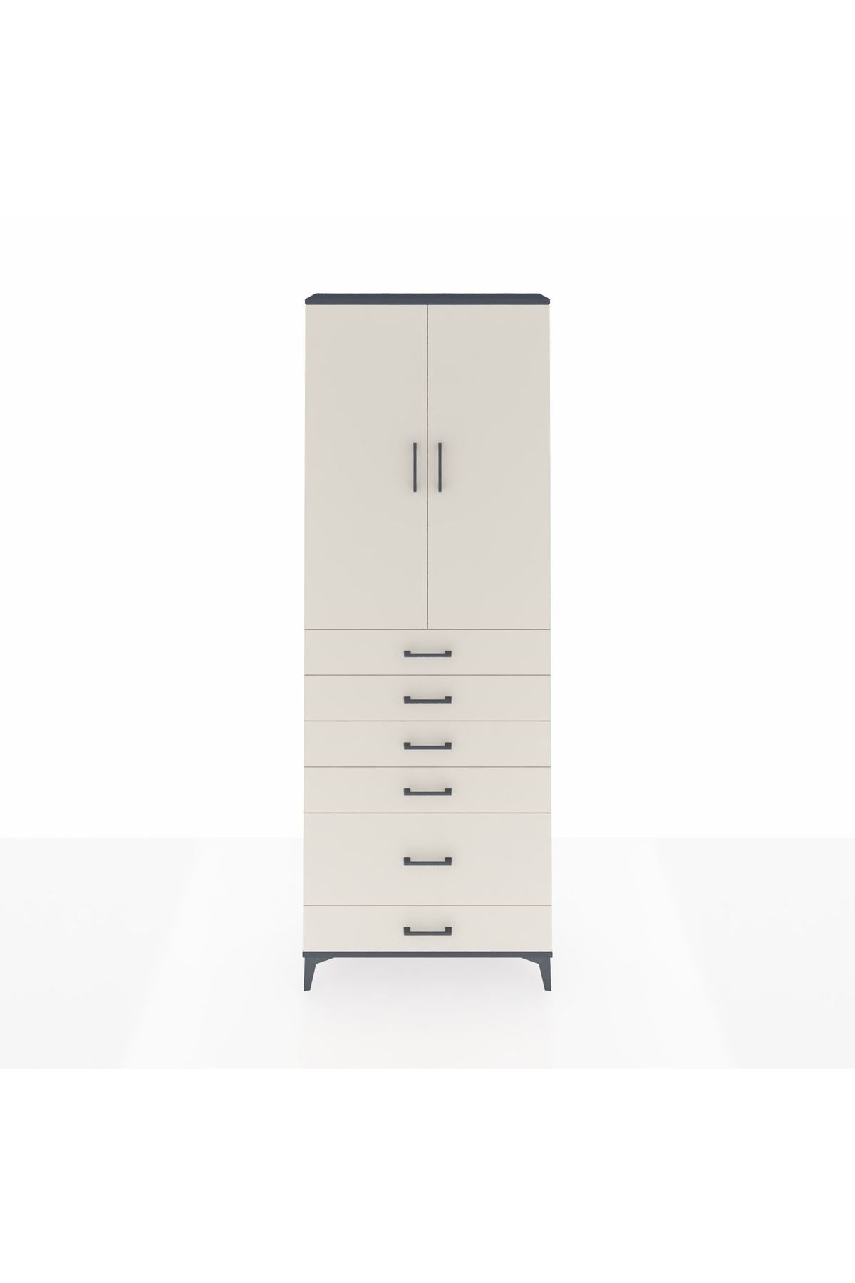 Arges Dolap 3 Raflı 6 Çekmeceli 2 Kapaklı 88x30x243 - S33M063V4A