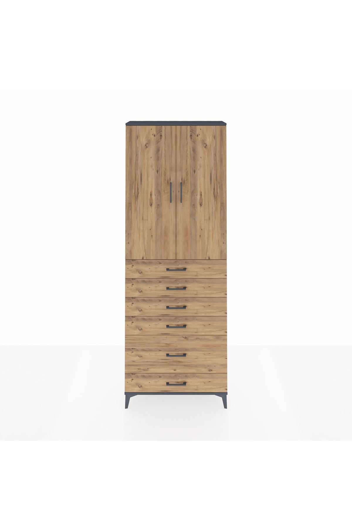 Arges Dolap 3 Raflı 6 Çekmeceli 2 Kapaklı 88x30x243 - S33M063V6A