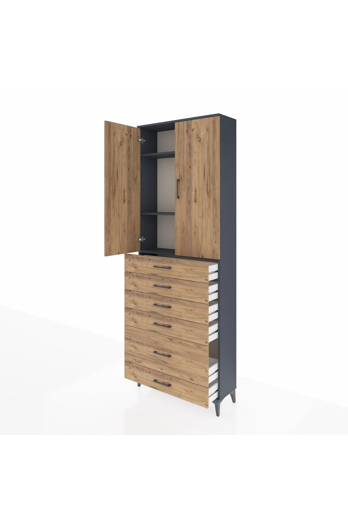 Arges Dolap 3 Raflı 6 Çekmeceli 2 Kapaklı 88x30x243 - S33M063V6A