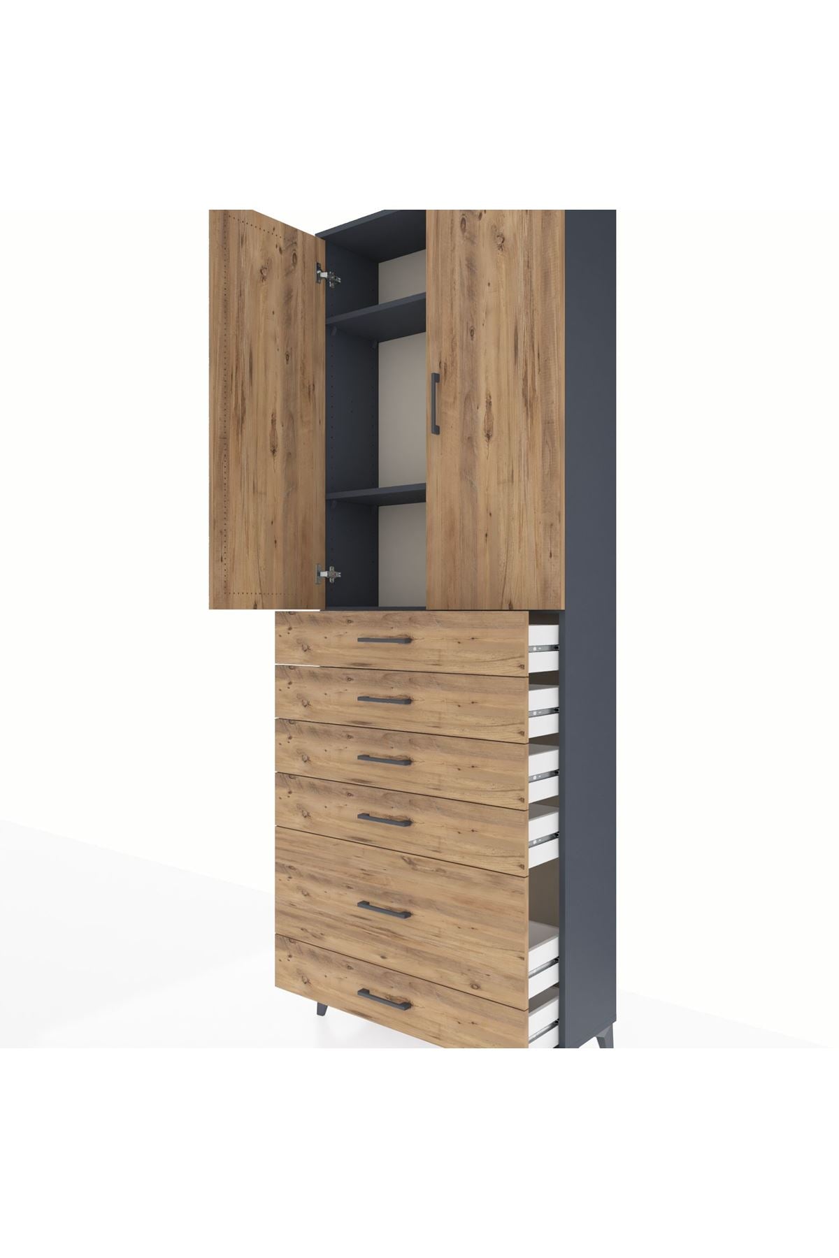 Arges Dolap 3 Raflı 6 Çekmeceli 2 Kapaklı 88x30x243 - S33M063V6A