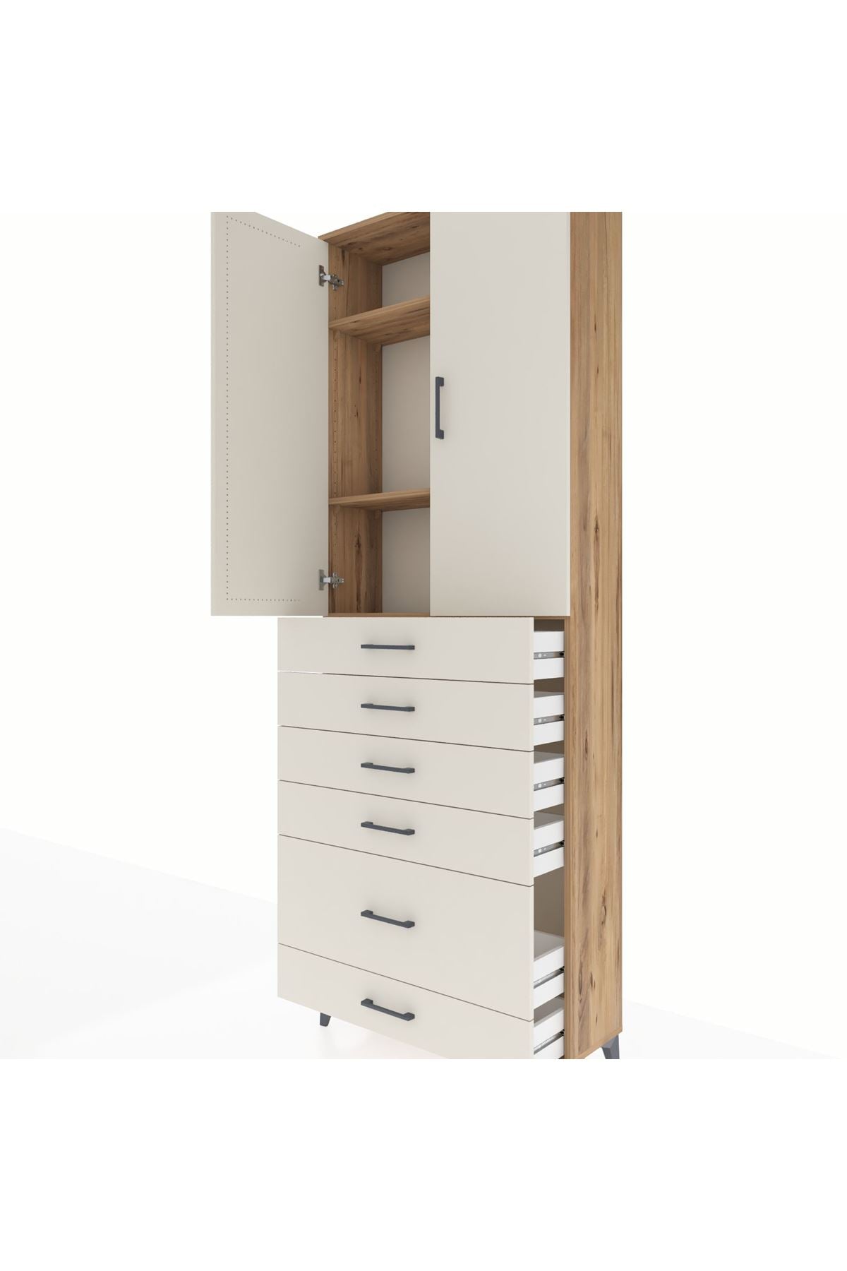 Arges Dolap 3 Raflı 6 Çekmeceli 2 Kapaklı 88x30x243 - S33M063V7A