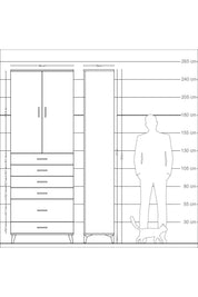 Arges Dolap 3 Raflı 6 Çekmeceli 2 Kapaklı 88x30x243 - S33M063V8A