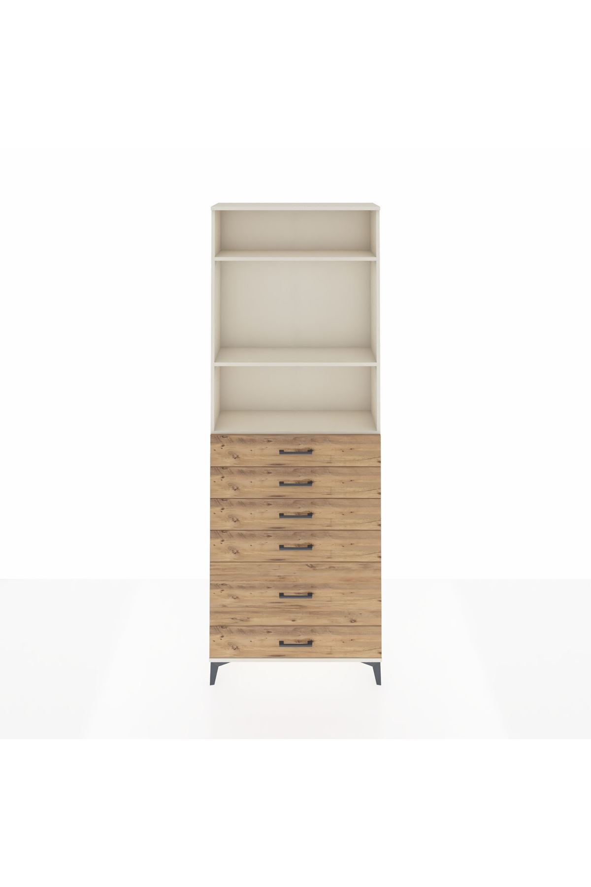 Arges Dolap 3 Raflı 6 Çekmeceli 88x30x243 - S33M064V3A