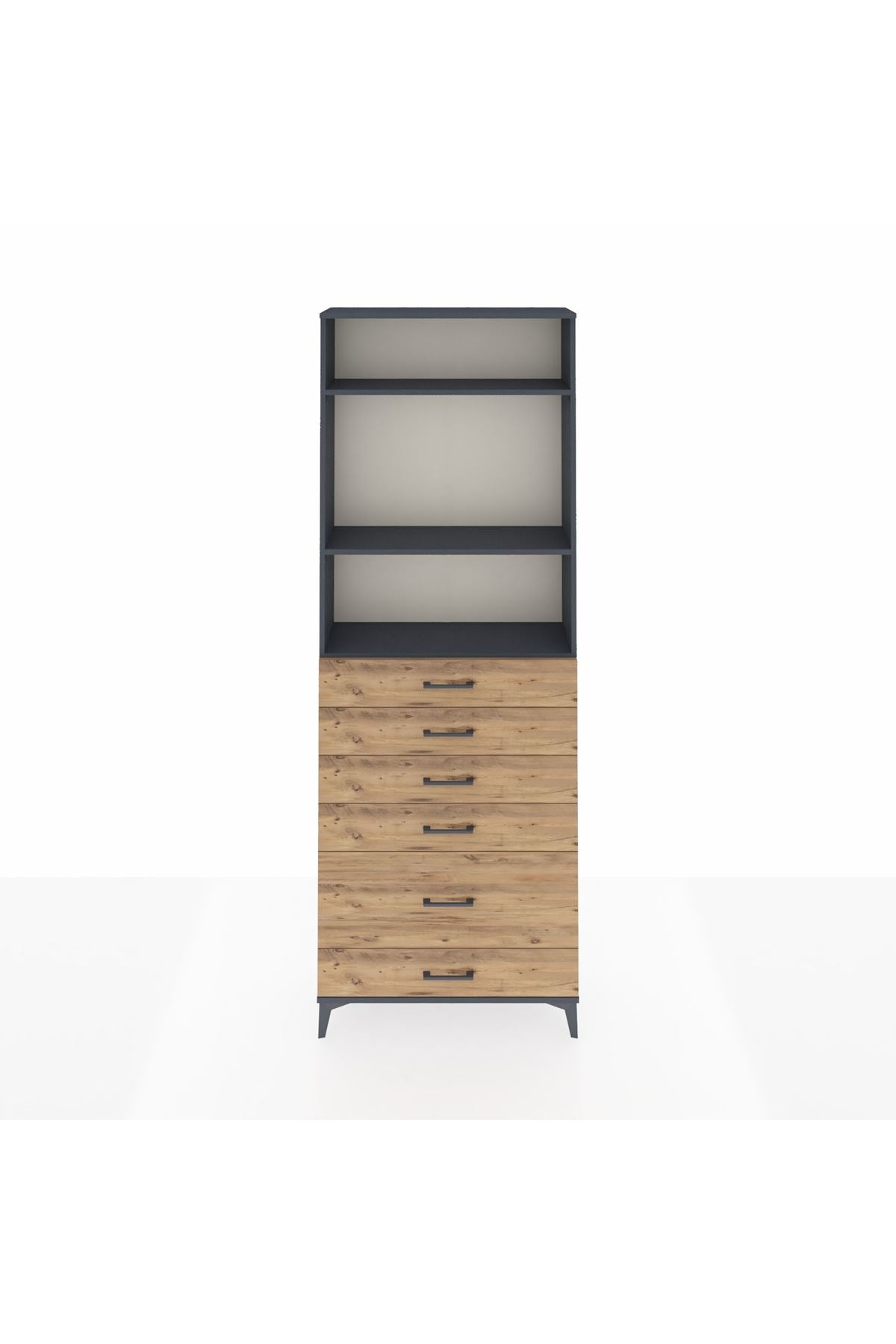 Arges Dolap 3 Raflı 6 Çekmeceli 88x30x243 - S33M064V6A