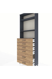 Arges Dolap 3 Raflı 6 Çekmeceli 88x30x243 - S33M064V6A