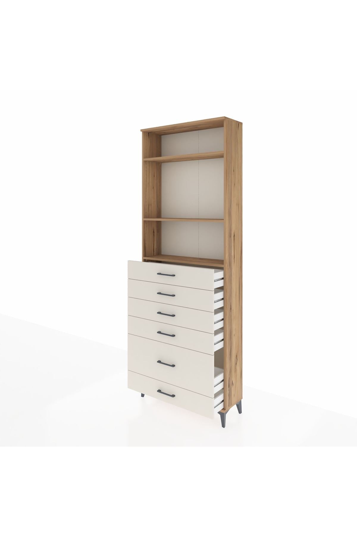 Arges Dolap 3 Raflı 6 Çekmeceli 88x30x243 - S33M064V7A
