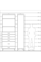 Arges Dolap 3 Raflı 6 Çekmeceli 88x30x243 - S33M064V7A