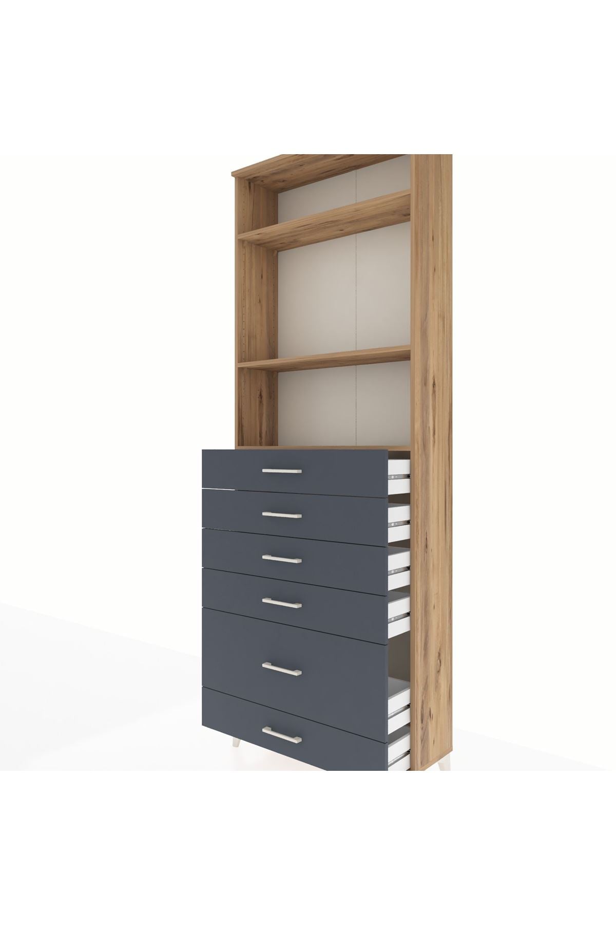 Arges Dolap 3 Raflı 6 Çekmeceli 88x30x243 - S33M064V8A