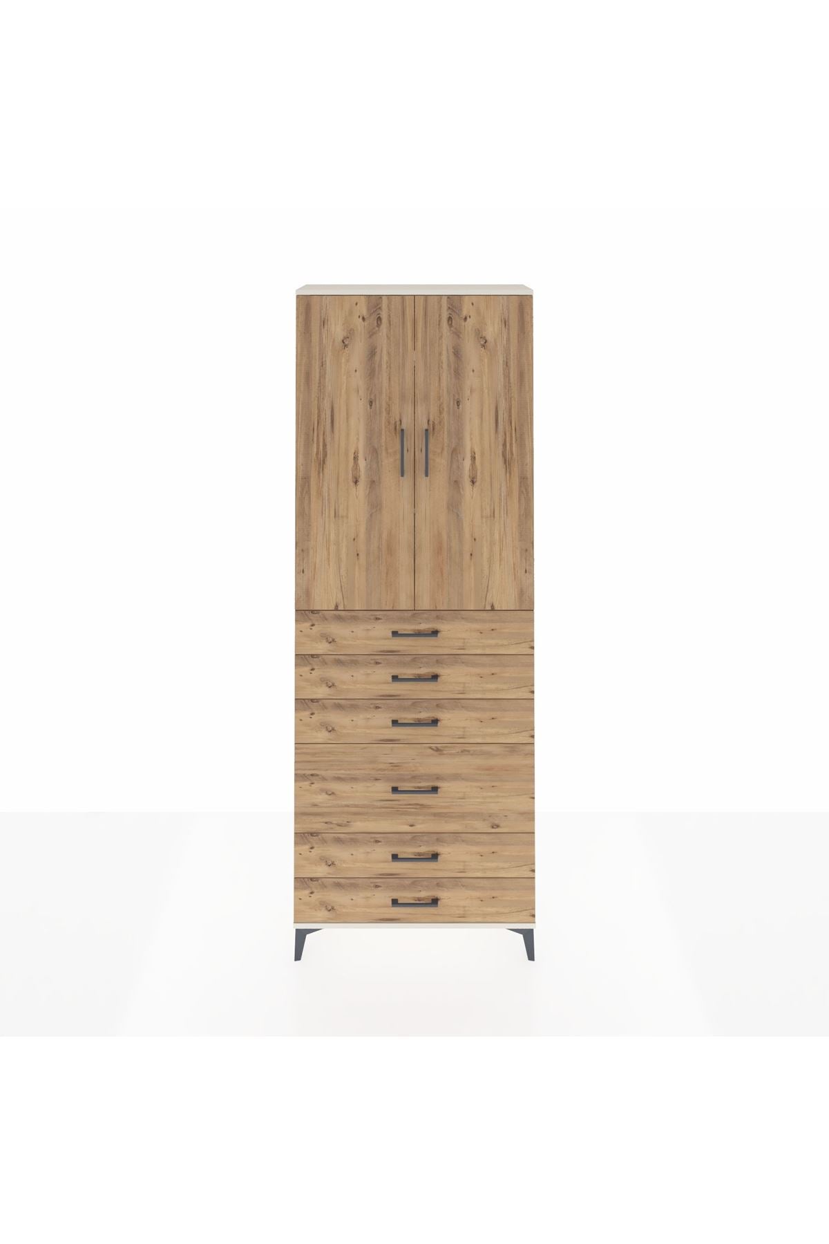 Arges Dolap 3 Raflı 6 Çekmeceli 2 Kapaklı 88x30x243 - S33M065V3A