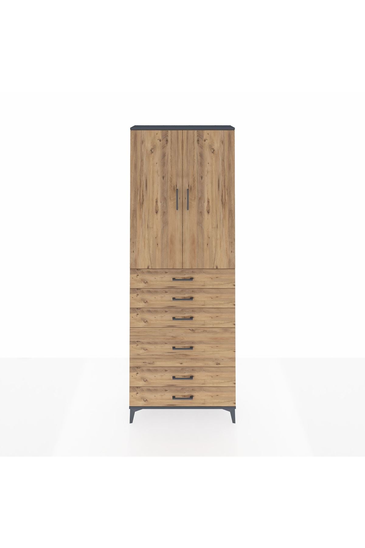 Arges Dolap 3 Raflı 6 Çekmeceli 2 Kapaklı 88x30x243 - S33M065V6A
