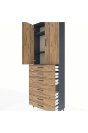 Arges Dolap 3 Raflı 6 Çekmeceli 2 Kapaklı 88x30x243 - S33M065V6A