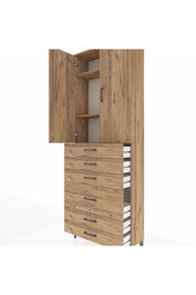 Arges Dolap 3 Raflı 6 Çekmeceli 2 Kapaklı 88x30x243 - S33M065V9A