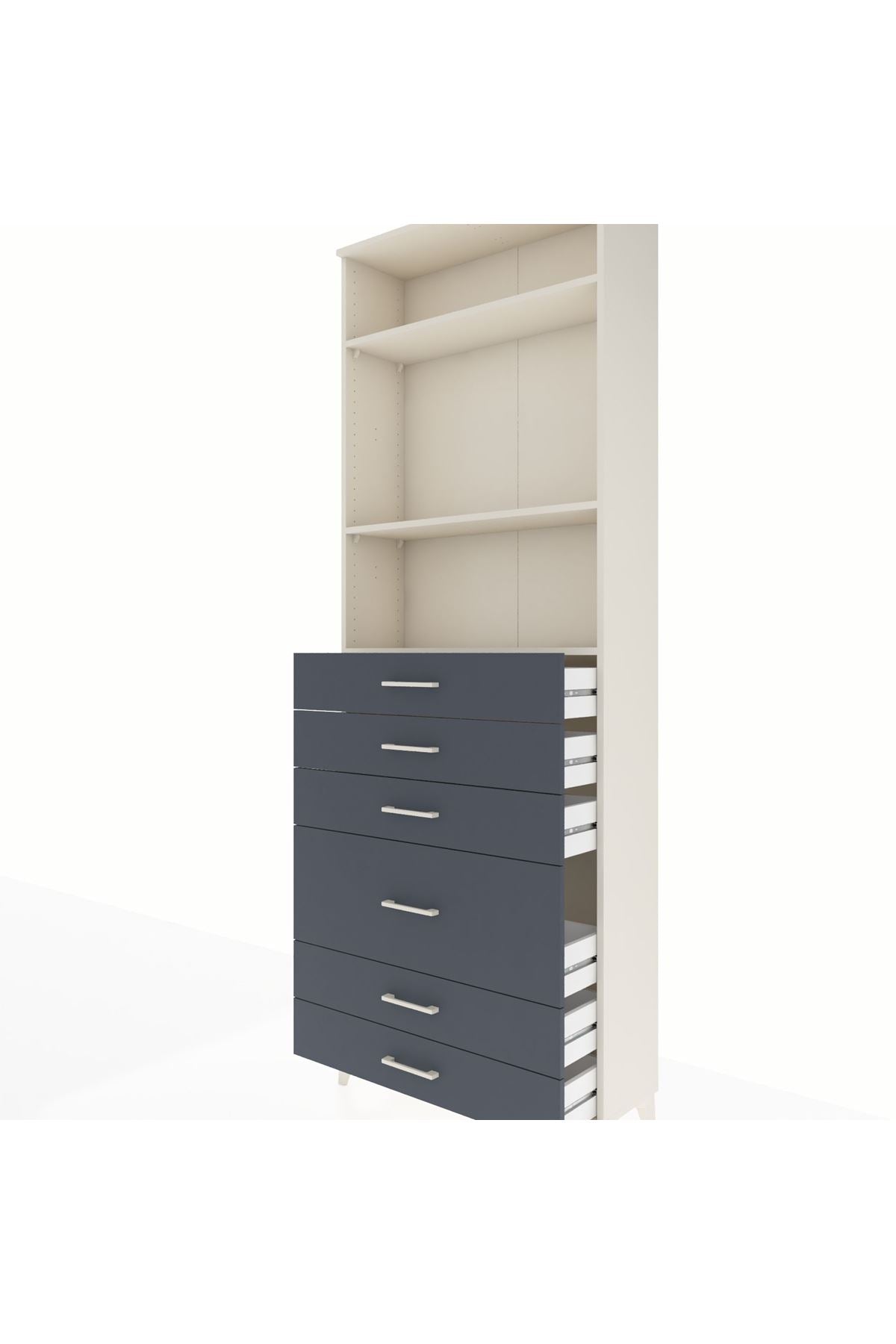 Arges Dolap 3 Raflı 6 Çekmeceli 2 Kapaklı 88x30x243 - S33M066V2A