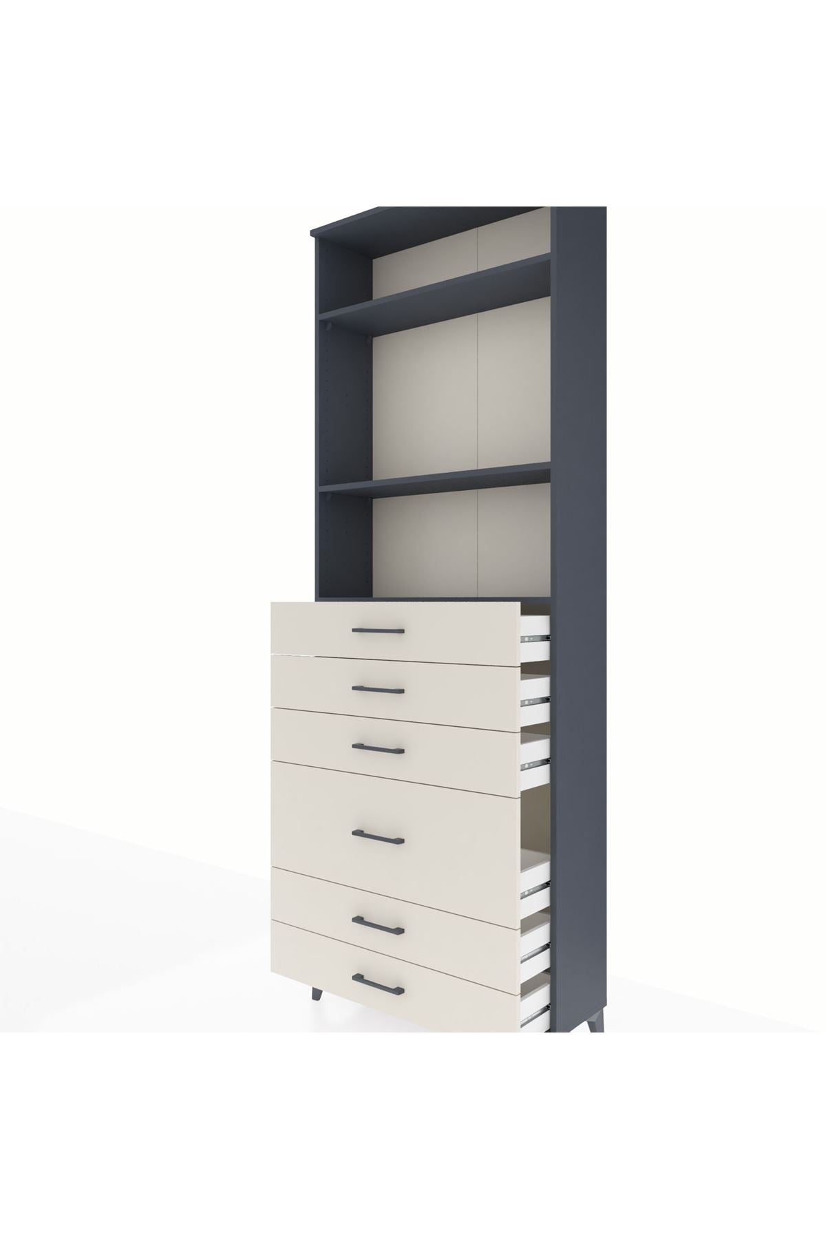 Arges Dolap 3 Raflı 6 Çekmeceli 2 Kapaklı 88x30x243 - S33M066V4A