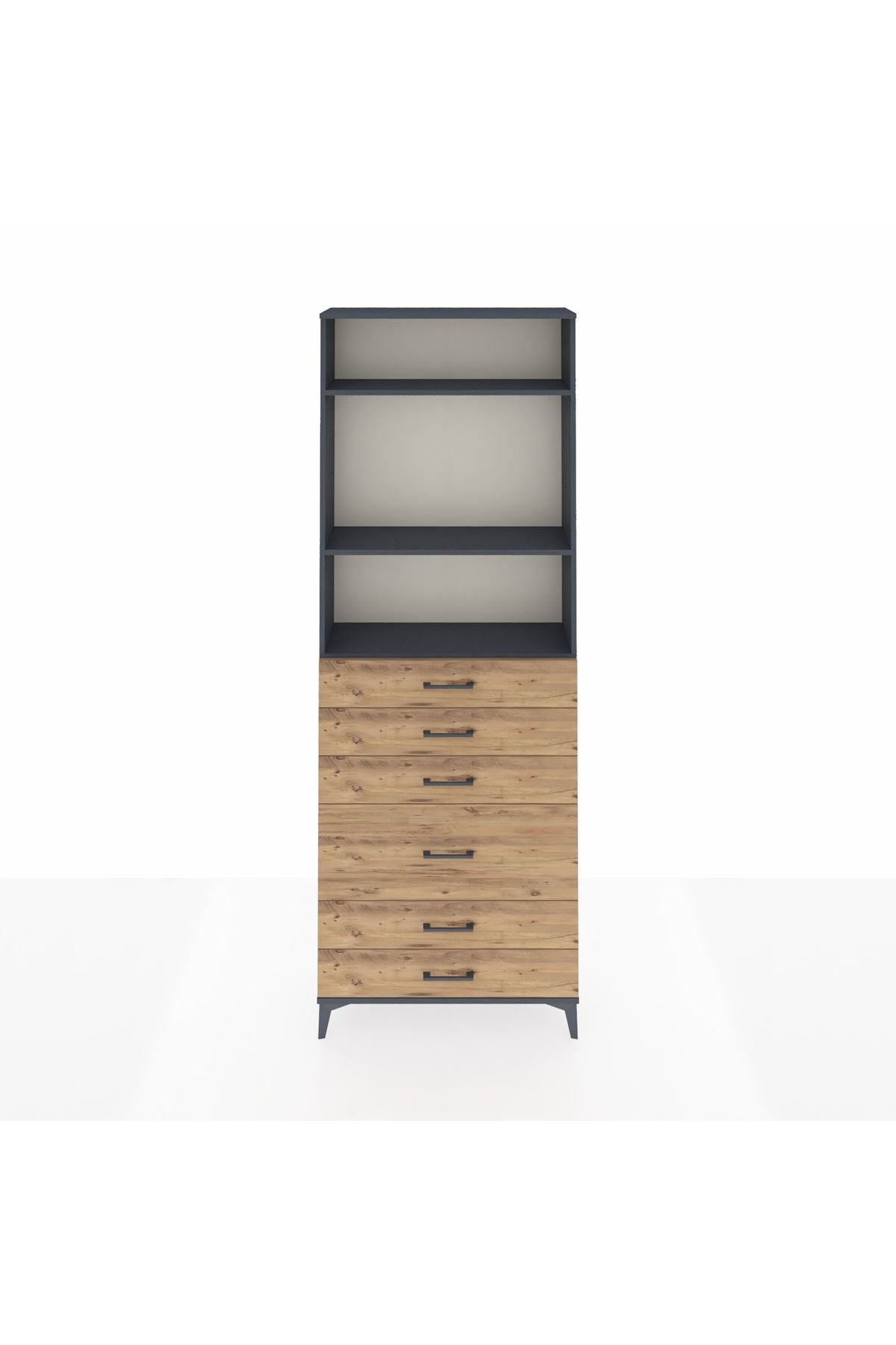 Arges Dolap 3 Raflı 6 Çekmeceli 2 Kapaklı 88x30x243 - S33M066V6A