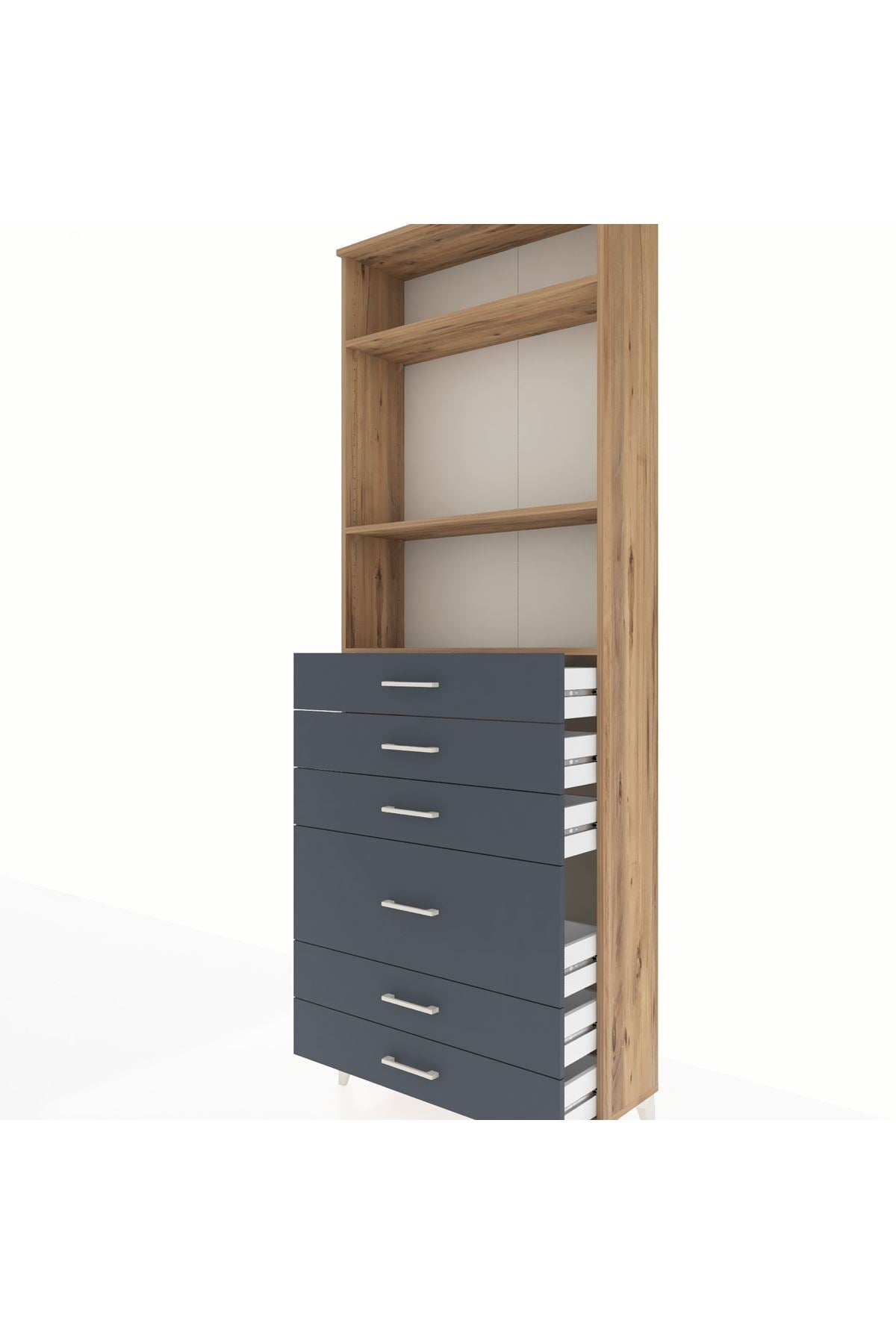 Arges Dolap 3 Raflı 6 Çekmeceli 2 Kapaklı 88x30x243 - S33M066V8A