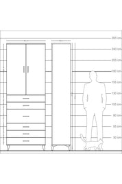 Arges Dolap 3 Raflı 6 Çekmeceli 2 Kapaklı 88x30x243 - S33M066V9A