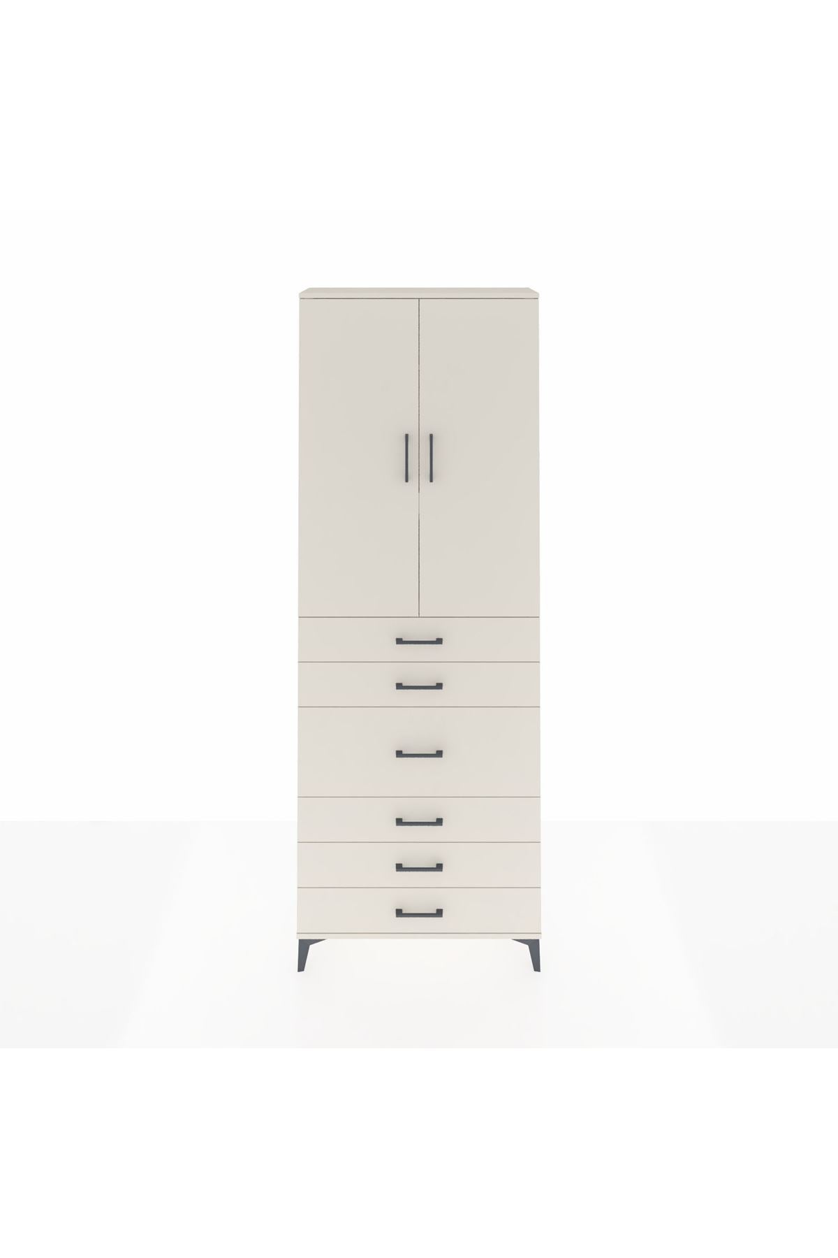 Arges Dolap 4 Raflı 4 Çekmeceli 2 Kapaklı 88x30x243 - S33M067V1A