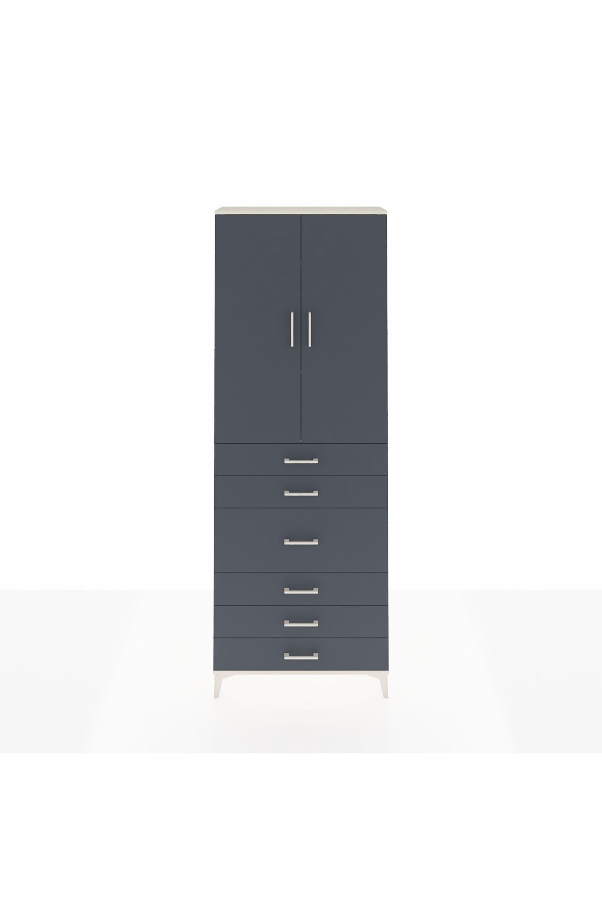 Arges Dolap 4 Raflı 4 Çekmeceli 2 Kapaklı 88x30x243 - S33M067V2A