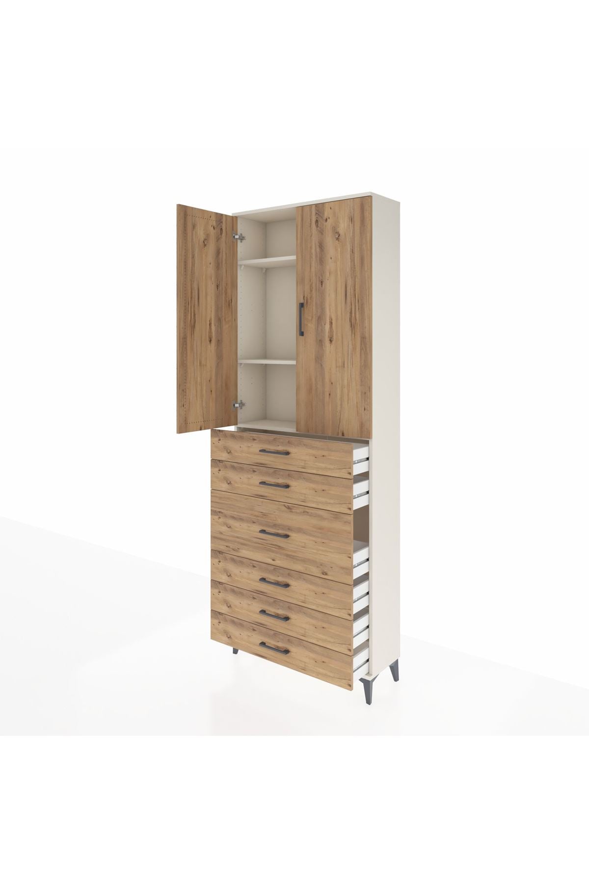 Arges Dolap 4 Raflı 4 Çekmeceli 2 Kapaklı 88x30x243 - S33M067V3A