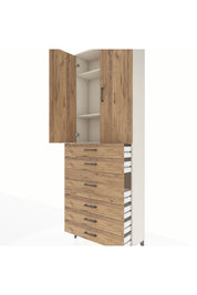 Arges Dolap 4 Raflı 4 Çekmeceli 2 Kapaklı 88x30x243 - S33M067V3A
