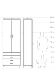 Arges Dolap 4 Raflı 4 Çekmeceli 2 Kapaklı 88x30x243 - S33M067V3A