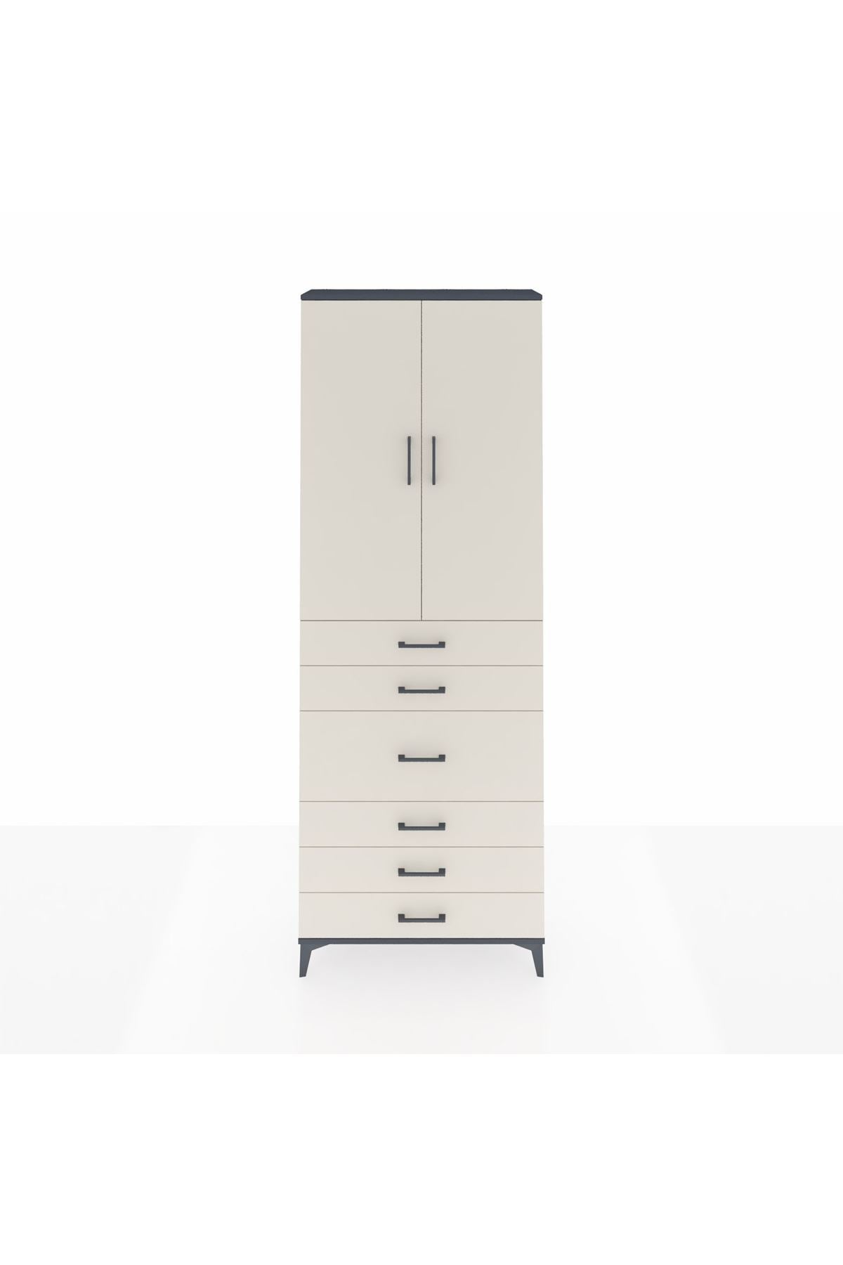 Arges Dolap 4 Raflı 4 Çekmeceli 2 Kapaklı 88x30x243 - S33M067V4A