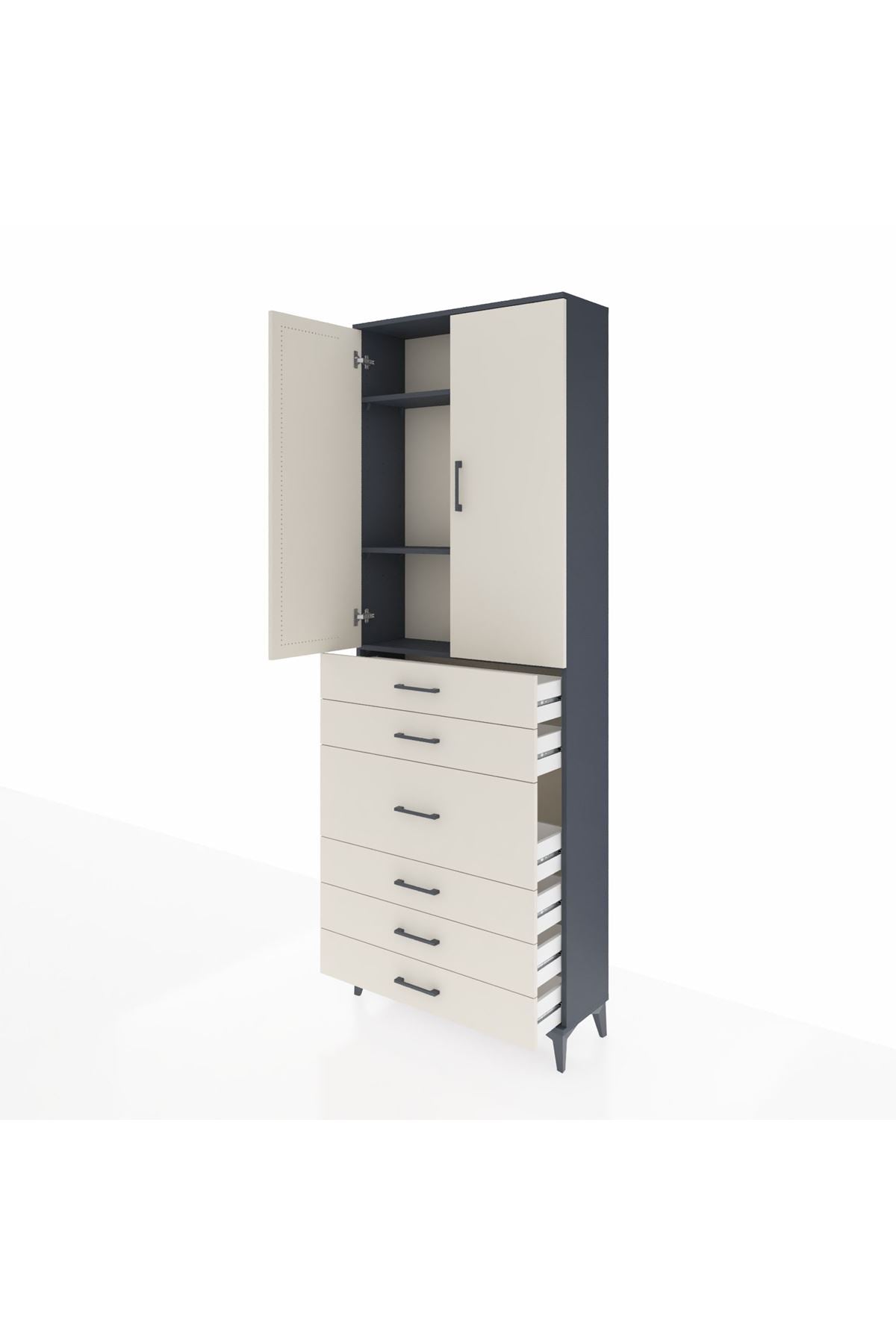 Arges Dolap 4 Raflı 4 Çekmeceli 2 Kapaklı 88x30x243 - S33M067V4A