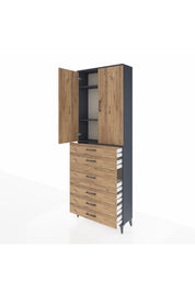 Arges Dolap 4 Raflı 4 Çekmeceli 2 Kapaklı 88x30x243 - S33M067V6A