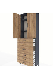 Arges Dolap 4 Raflı 4 Çekmeceli 2 Kapaklı 88x30x243 - S33M067V6A