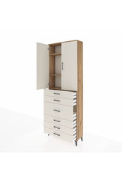 Arges Dolap 4 Raflı 4 Çekmeceli 2 Kapaklı 88x30x243 - S33M067V7A