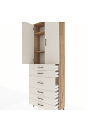 Arges Dolap 4 Raflı 4 Çekmeceli 2 Kapaklı 88x30x243 - S33M067V7A
