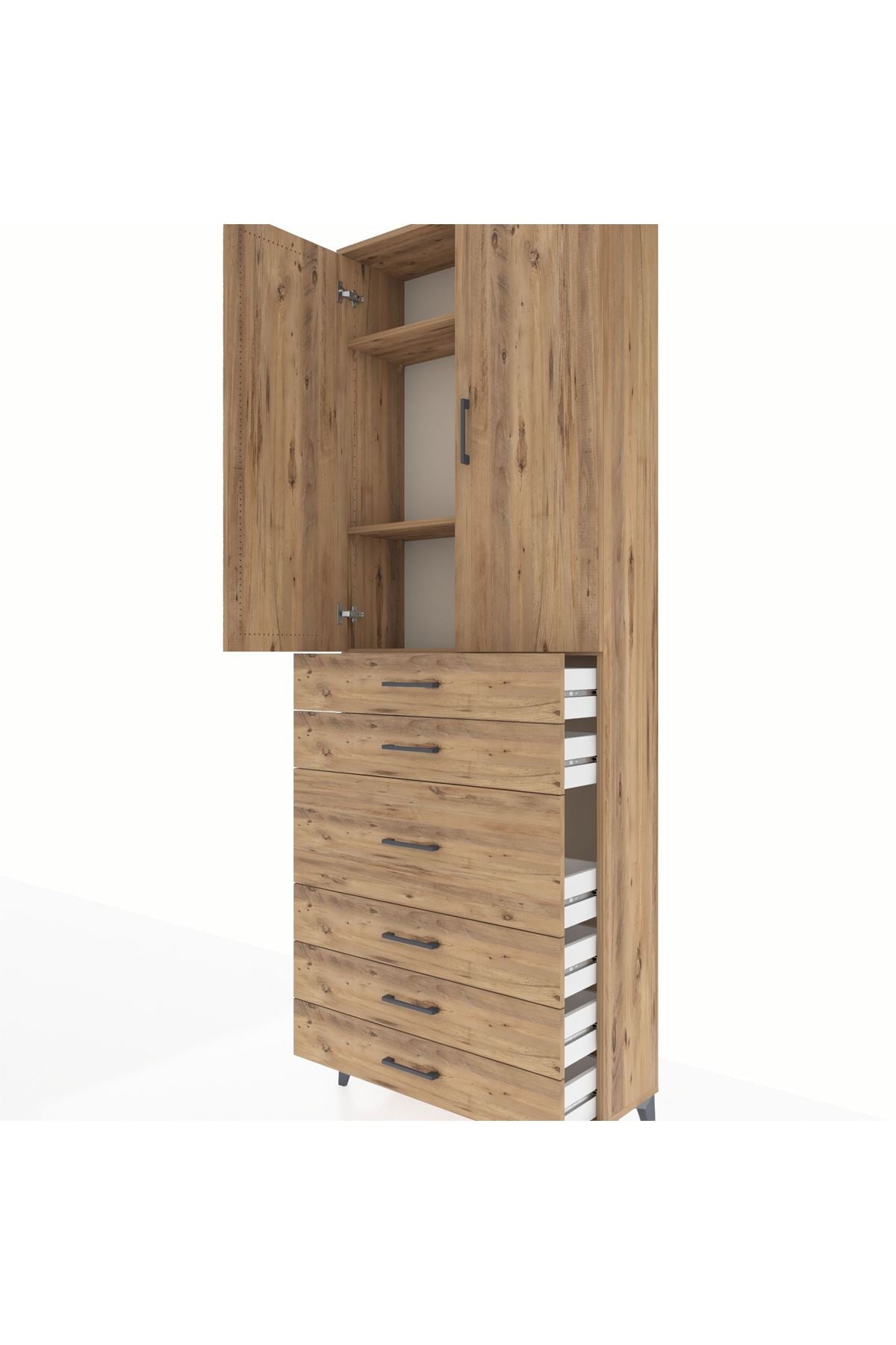 Arges Dolap 4 Raflı 4 Çekmeceli 2 Kapaklı 88x30x243 - S33M067V9A