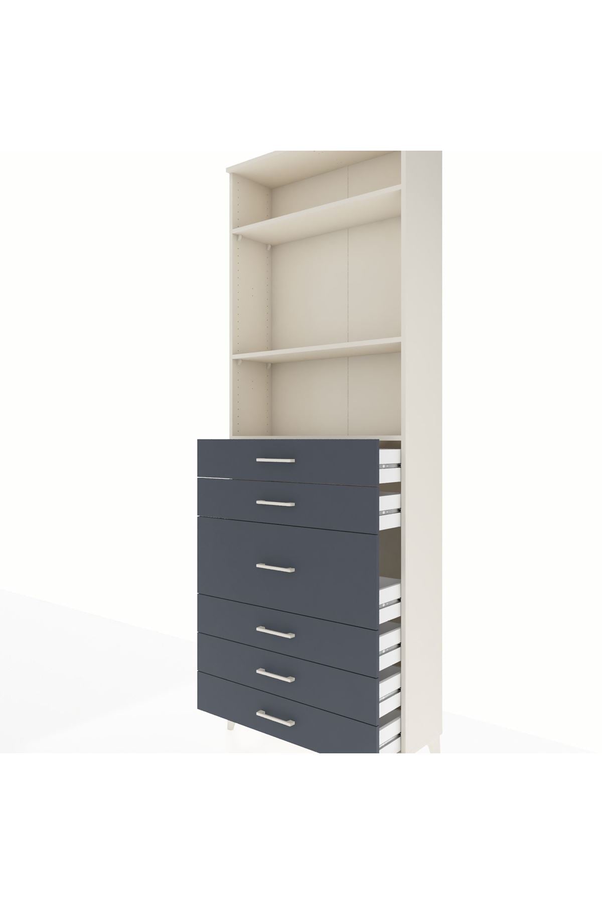 Arges Dolap 3 Raflı 7 Çekmeceli 2 Kapaklı 88x30x243 - S33M068V2A