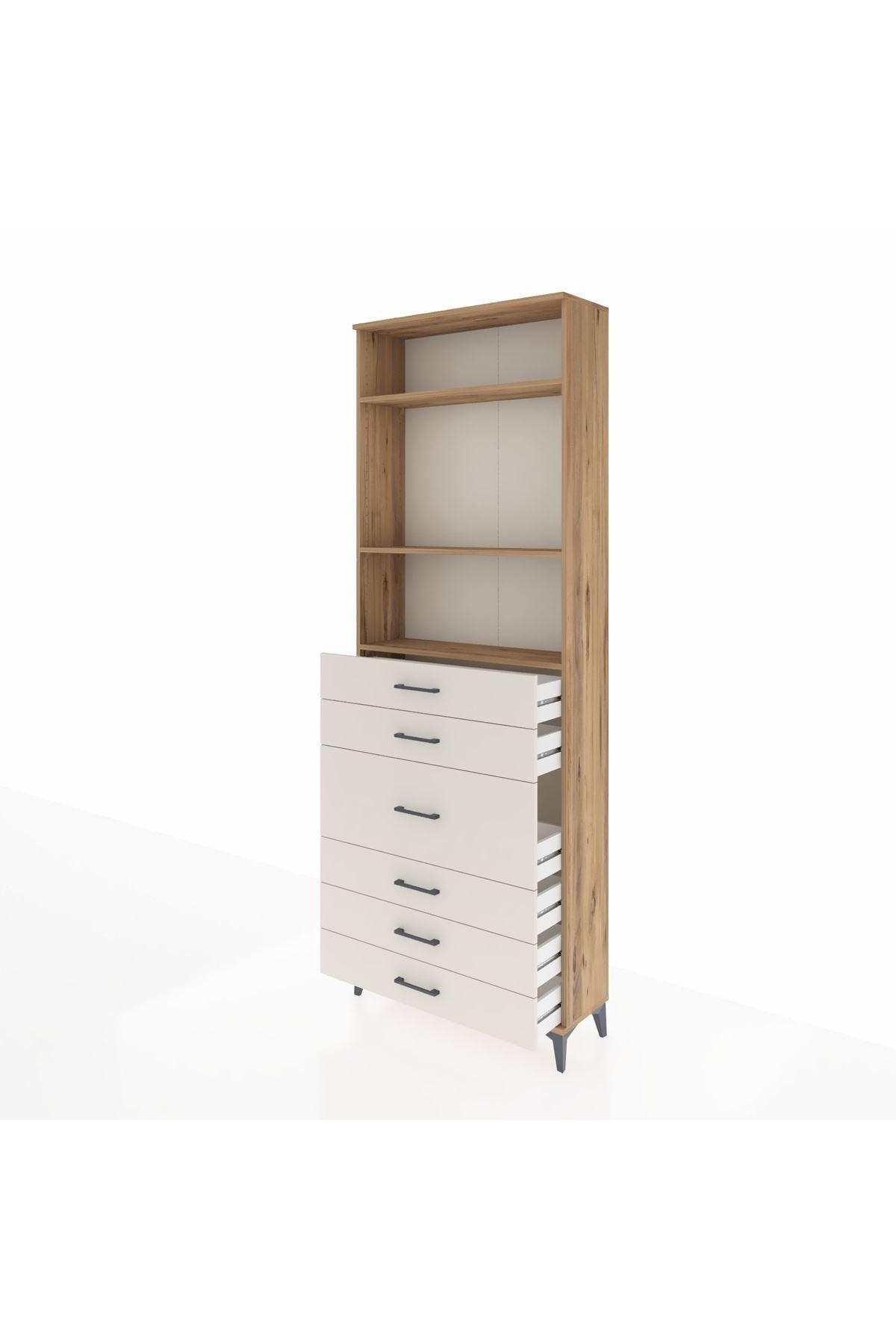 Arges Dolap 3 Raflı 7 Çekmeceli 2 Kapaklı 88x30x243 - S33M068V7A