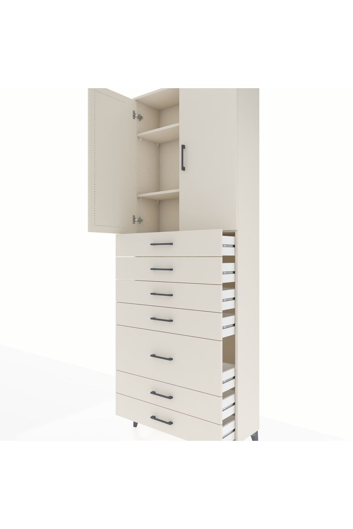Arges Dolap 3 Raflı 5 Çekmeceli 2 Kapaklı 88x30x243 - S33M069V1A