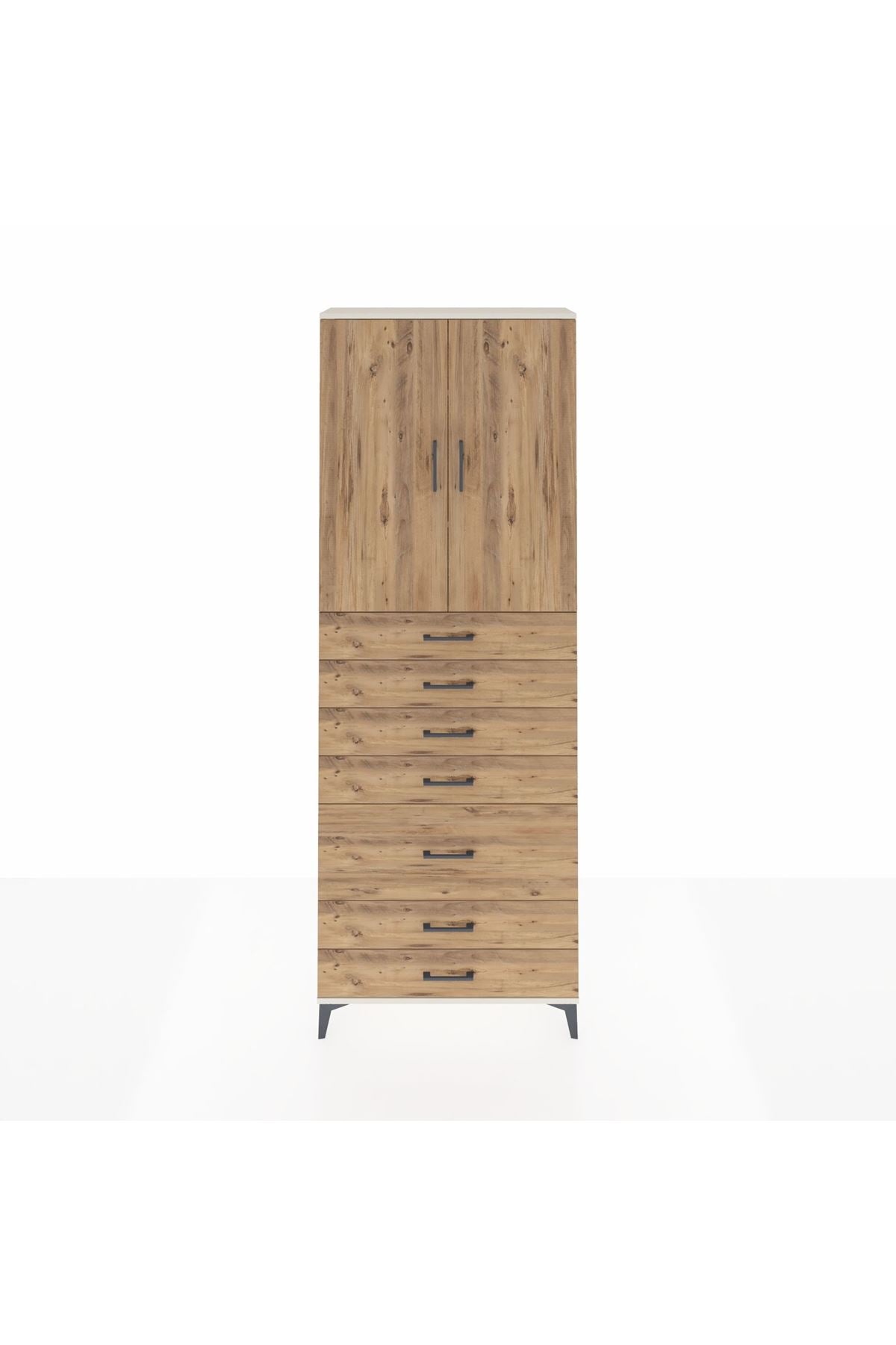 Arges Dolap 3 Raflı 5 Çekmeceli 2 Kapaklı 88x30x243 - S33M069V3A