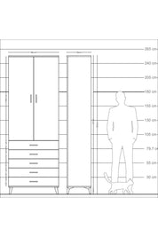 Arges Dolap 3 Raflı 5 Çekmeceli 2 Kapaklı 88x30x243 - S33M069V3A