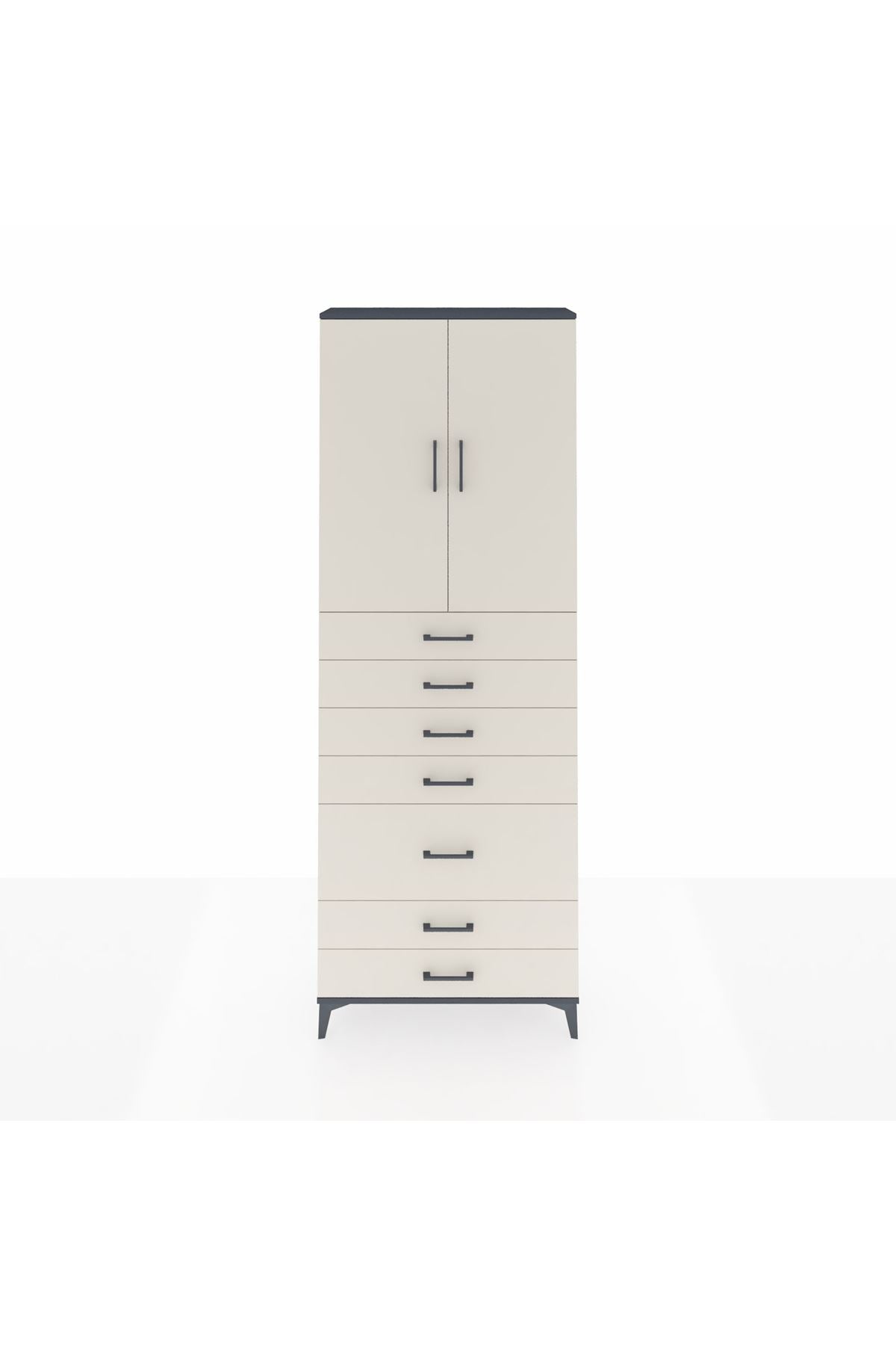 Arges Dolap 3 Raflı 5 Çekmeceli 2 Kapaklı 88x30x243 - S33M069V4A