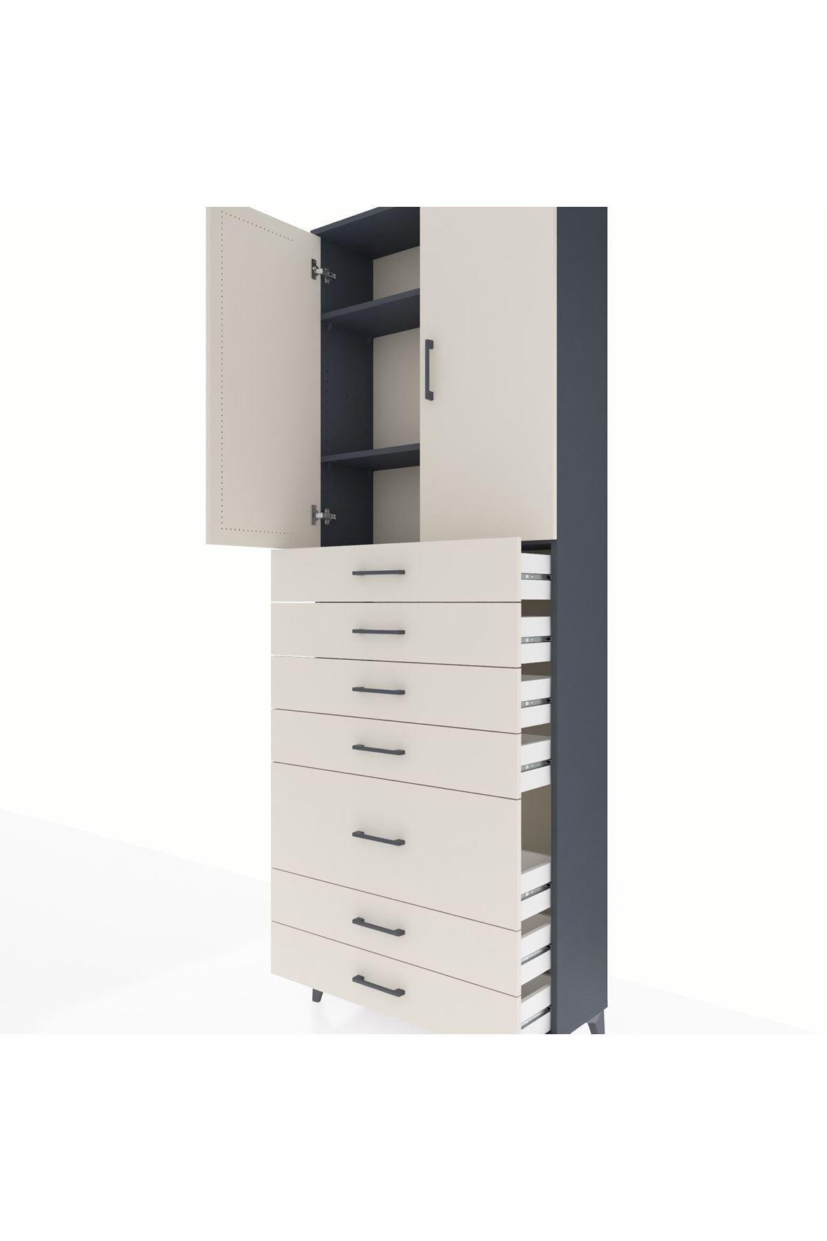 Arges Dolap 3 Raflı 5 Çekmeceli 2 Kapaklı 88x30x243 - S33M069V4A