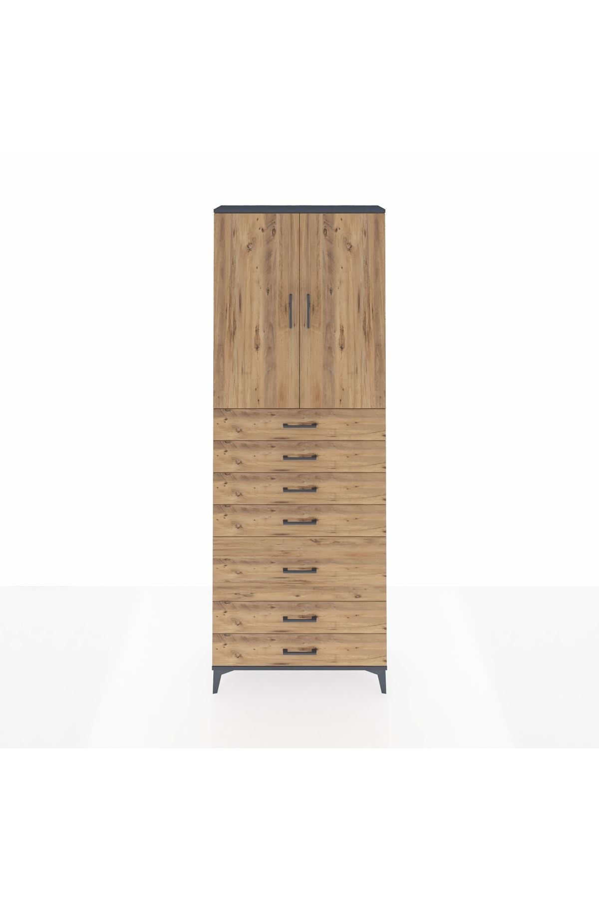 Arges Dolap 3 Raflı 5 Çekmeceli 2 Kapaklı 88x30x243 - S33M069V6A
