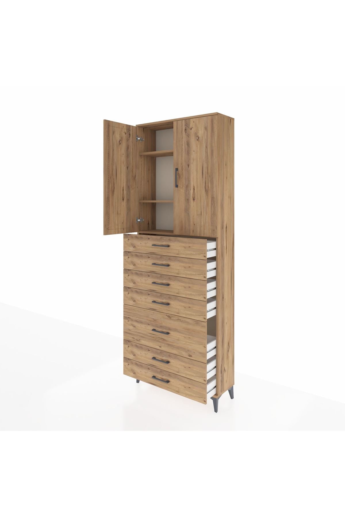 Arges Dolap 3 Raflı 5 Çekmeceli 2 Kapaklı 88x30x243 - S33M069V9A