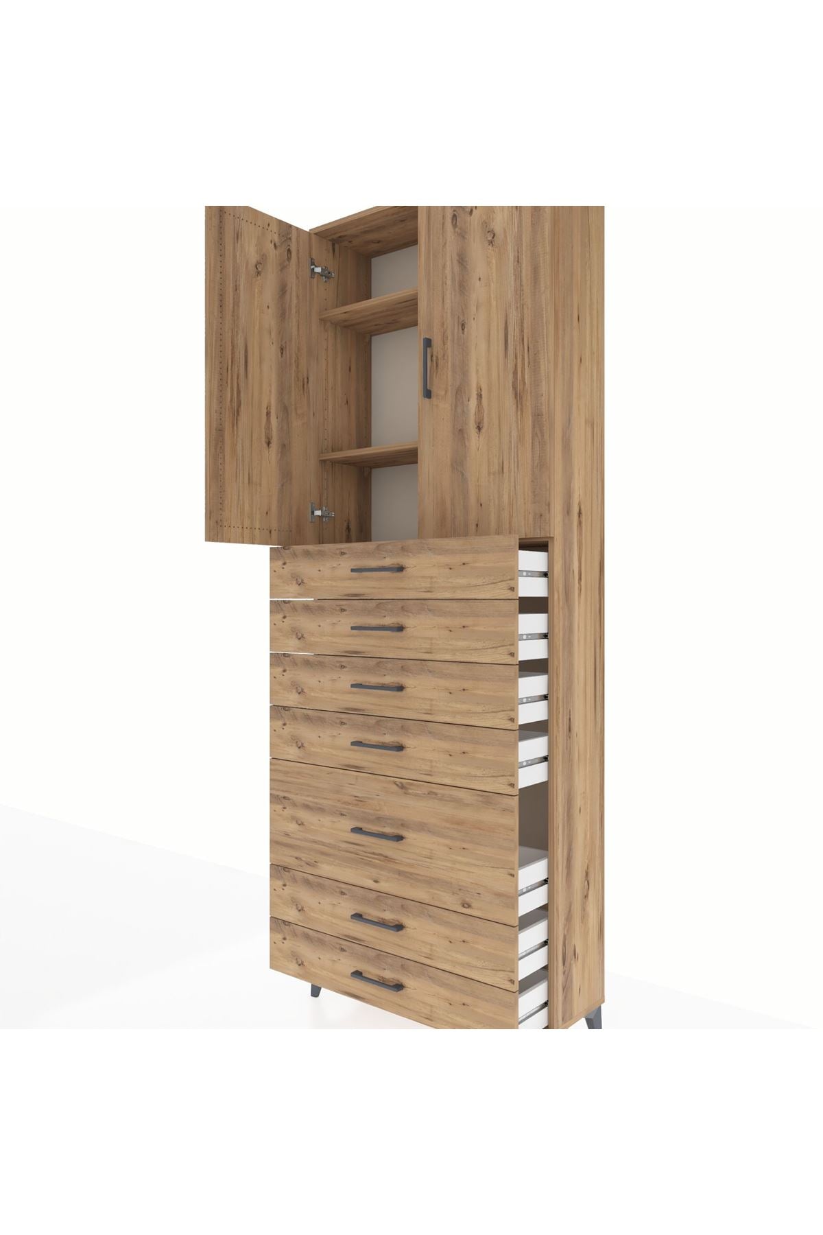 Arges Dolap 3 Raflı 5 Çekmeceli 2 Kapaklı 88x30x243 - S33M069V9A