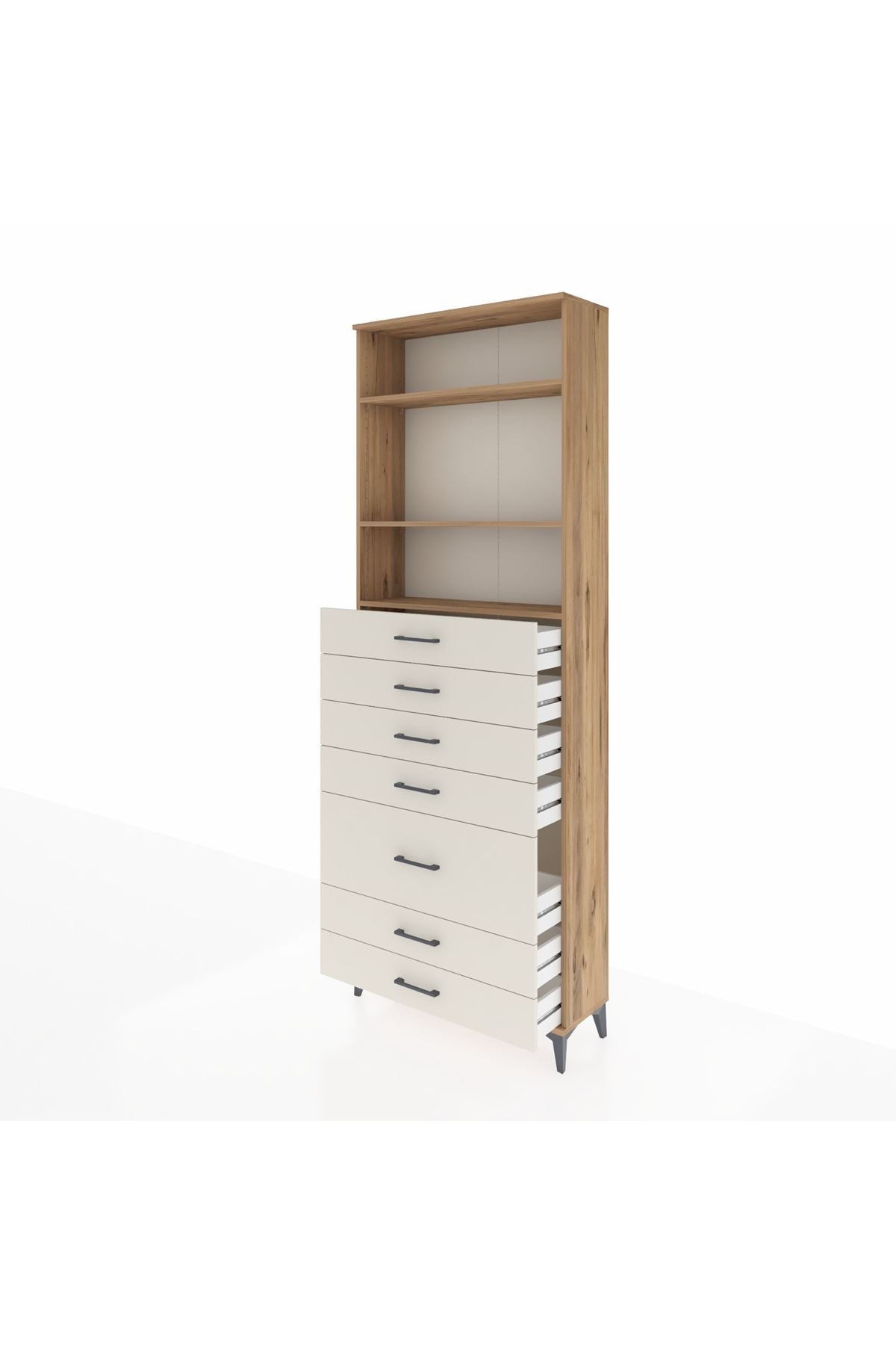 Arges Dolap 3 Raflı 7 Çekmeceli 88x30x243 - S33M070V7A