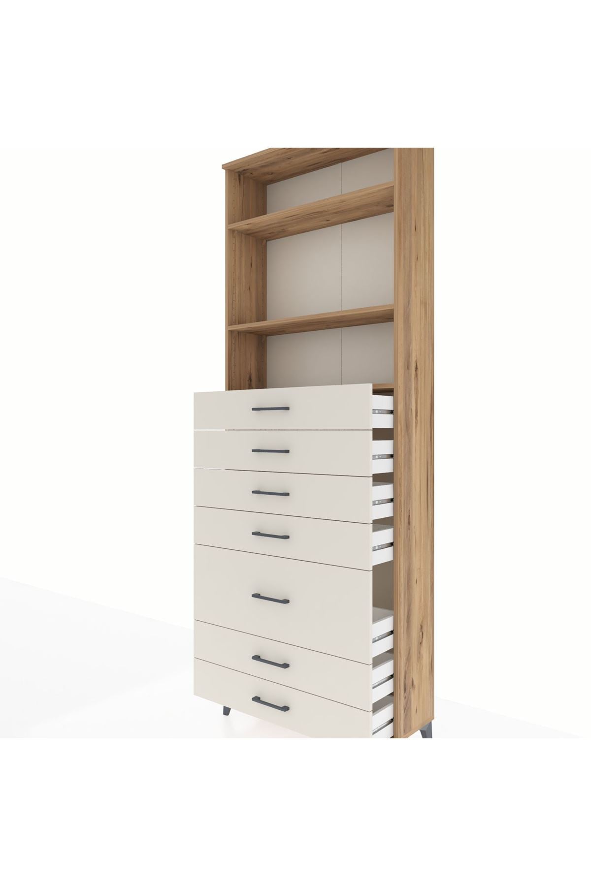 Arges Dolap 3 Raflı 7 Çekmeceli 88x30x243 - S33M070V7A