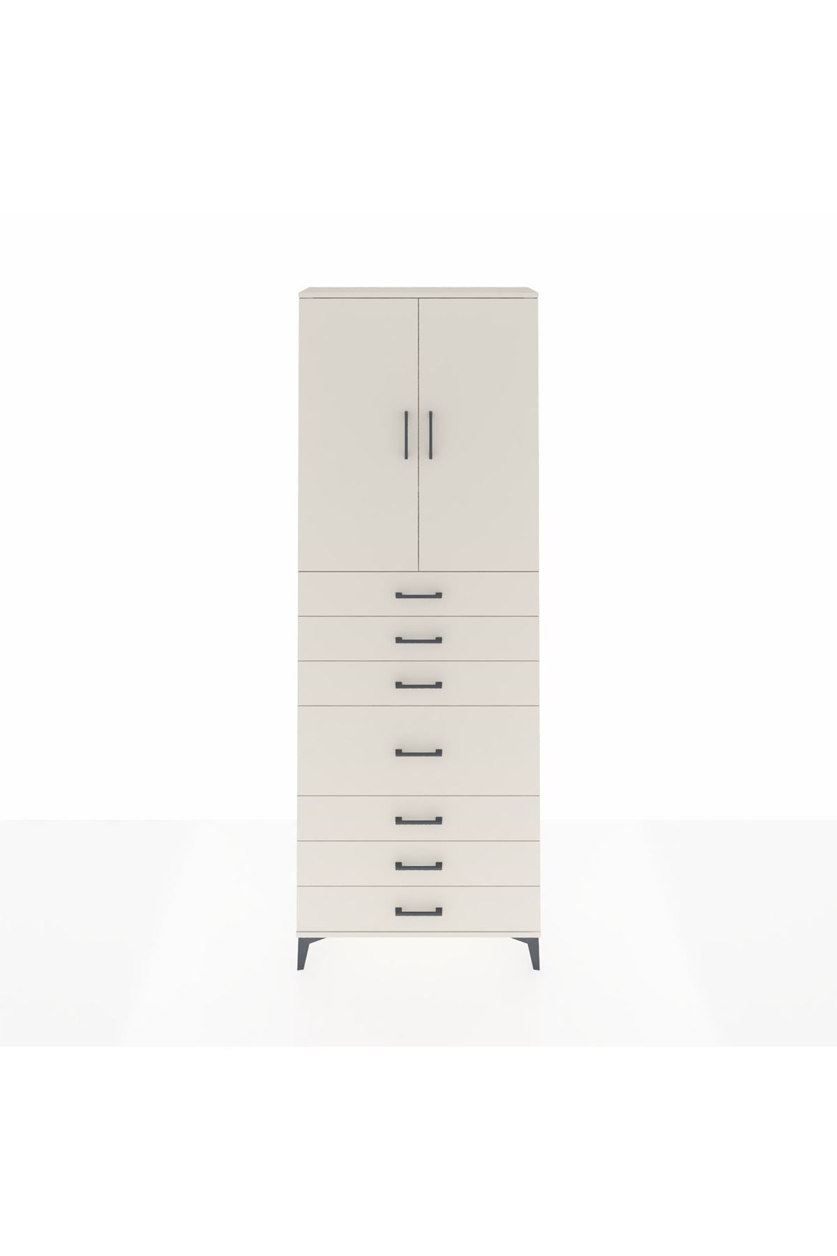 Arges Dolap 3 Raflı 7 Çekmeceli 2 Kapaklı 88x30x243 - S33M071V1A