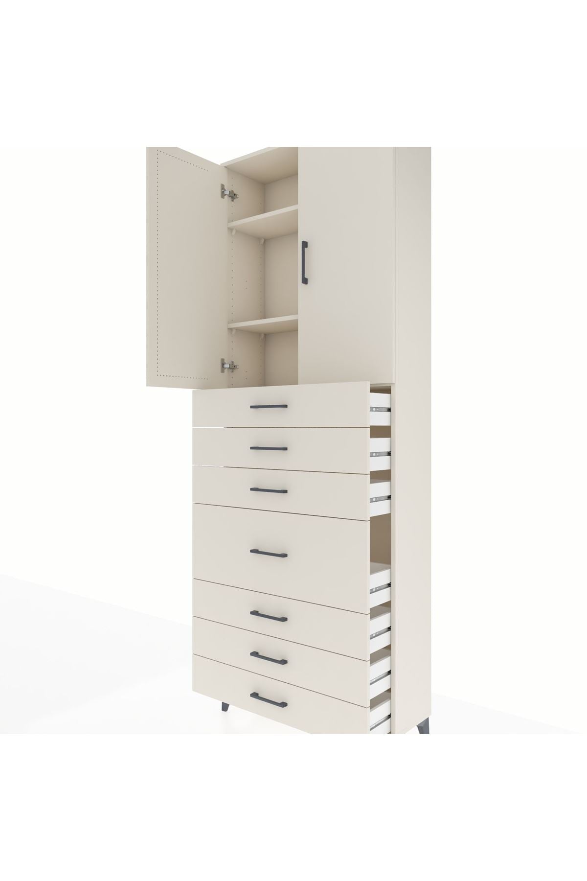 Arges Dolap 3 Raflı 7 Çekmeceli 2 Kapaklı 88x30x243 - S33M071V1A