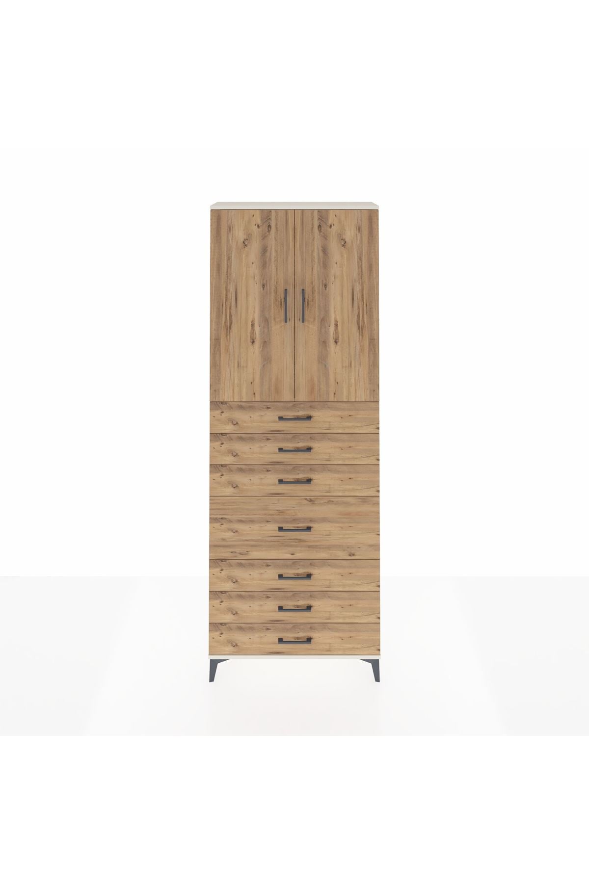 Arges Dolap 3 Raflı 7 Çekmeceli 2 Kapaklı 88x30x243 - S33M071V3A