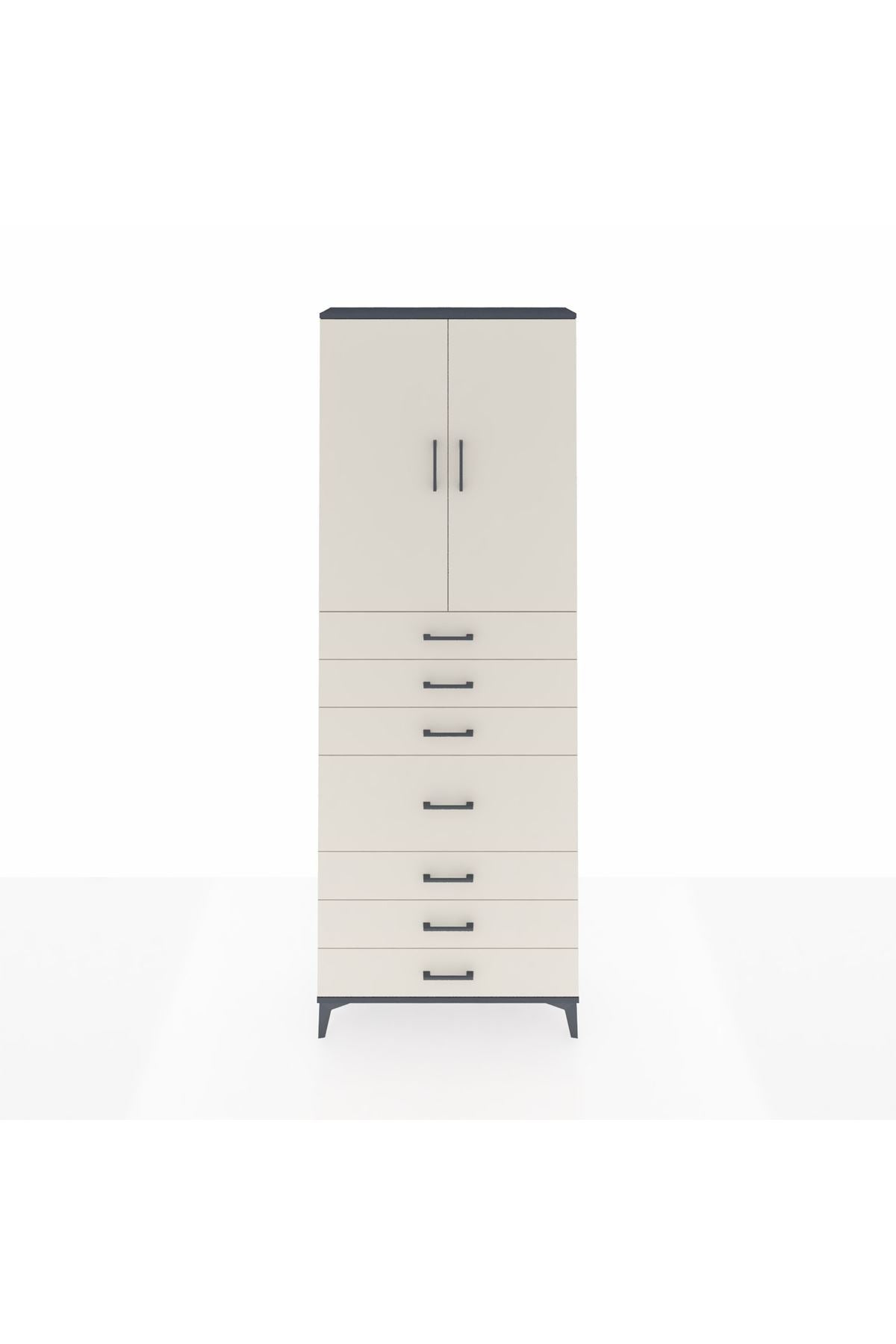 Arges Dolap 3 Raflı 7 Çekmeceli 2 Kapaklı 88x30x243 - S33M071V4A